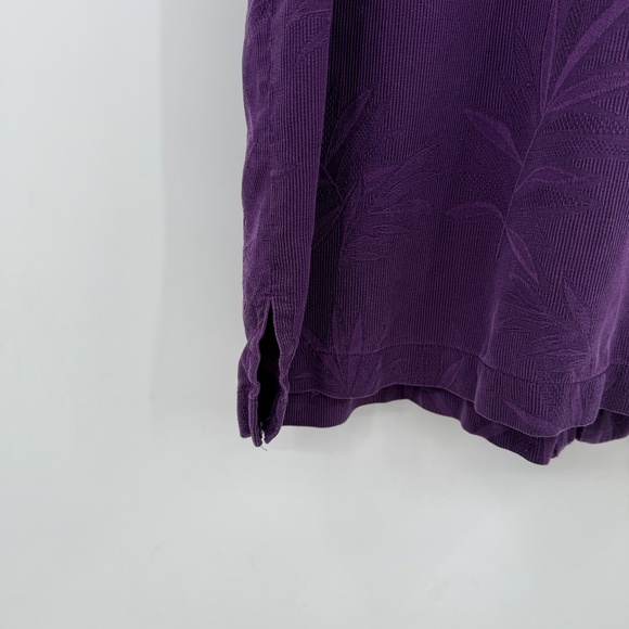 Tommy Bahama Shirt Men XL Purple Silk LSU Button Up Short Sleeve Floral Hawaiian - Picture 5 of 11